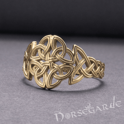 Handcrafted Large Celtic Knot Ring - Gold