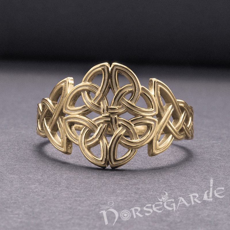 Handcrafted Large Celtic Knot Ring - Gold