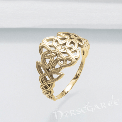 Handcrafted Large Celtic Knot Ring - Gold