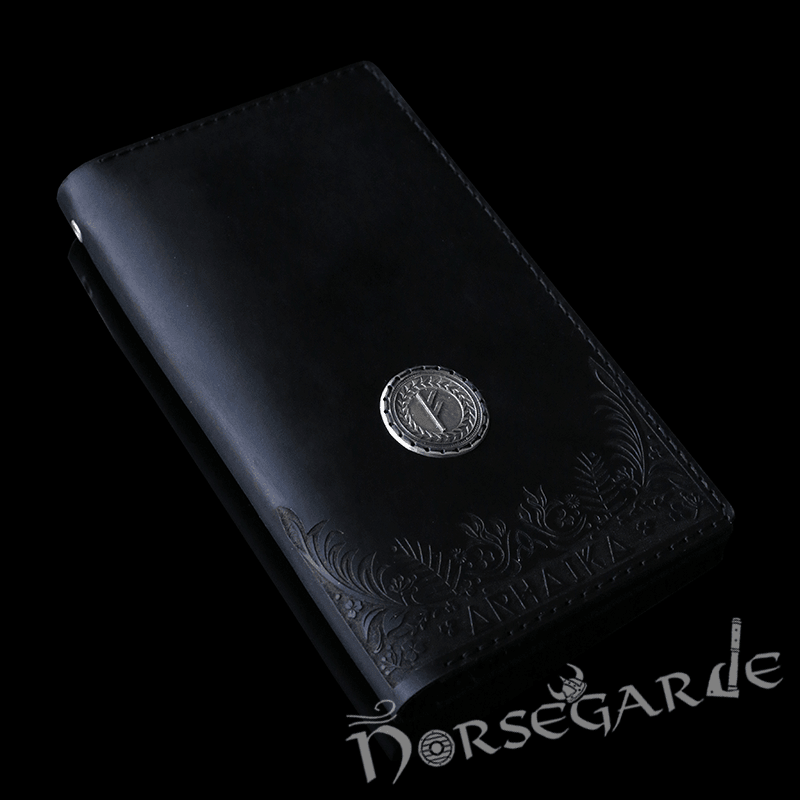 Handcrafted Leather Wallet 'Fehu' - Black