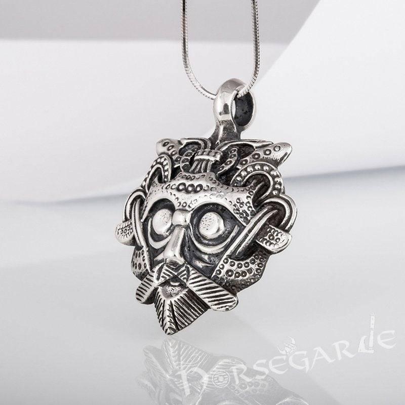 Handcrafted Loki's Mask Amulet - Sterling Silver
