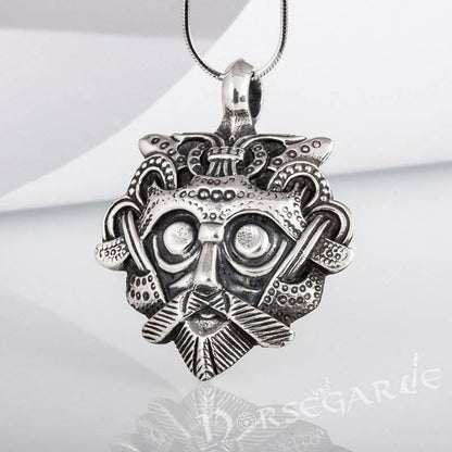 Handcrafted Loki's Mask Amulet - Sterling Silver