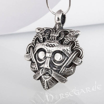 Handcrafted Loki's Mask Amulet - Sterling Silver