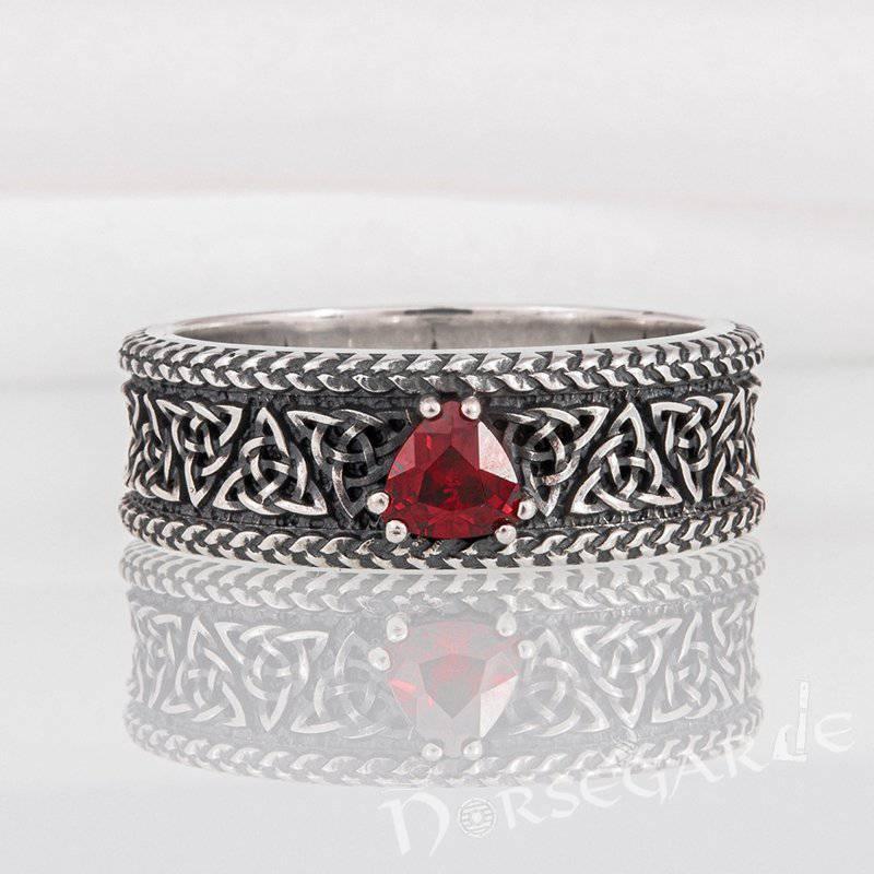 Handcrafted Luck Knots Band with Gem - Sterling Silver