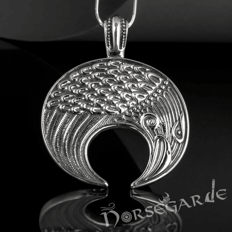 Handcrafted Lunula Raven Pendant - Sterling Silver