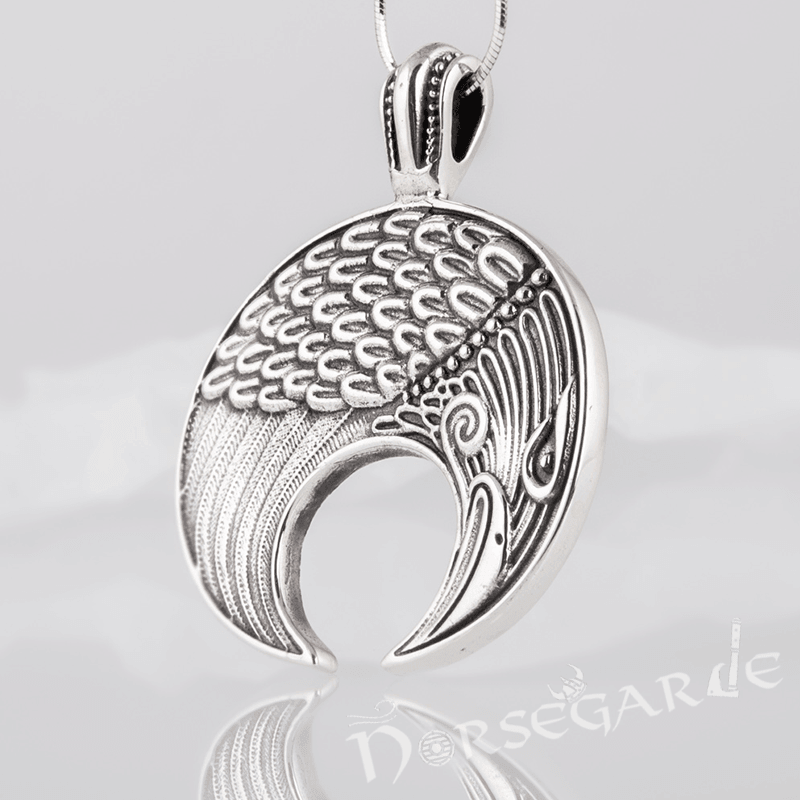 Handcrafted Lunula Raven Pendant - Sterling Silver