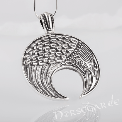 Handcrafted Lunula Raven Pendant - Sterling Silver