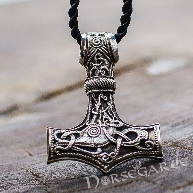 Handcrafted Mammen Engraved Large Mjölnir - Sterling Silver