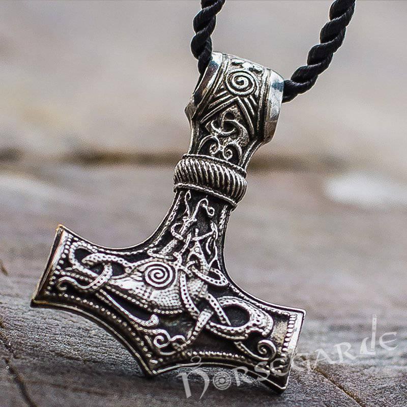 Handcrafted Mammen Engraved Large Mjölnir - Sterling Silver