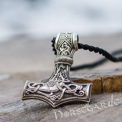 Handcrafted Mammen Engraved Large Mjölnir - Sterling Silver