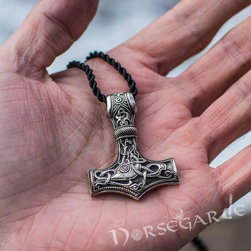 Handcrafted Mammen Engraved Large Mjölnir - Sterling Silver