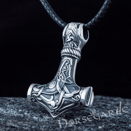 Handcrafted Mammen Engraved Small Mjölnir - Sterling Silver
