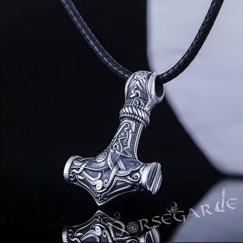 Handcrafted Mammen Engraved Small Mjölnir - Sterling Silver