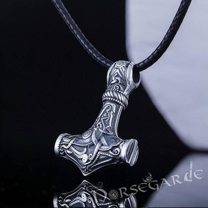 Handcrafted Mammen Engraved Small Mjölnir - Sterling Silver