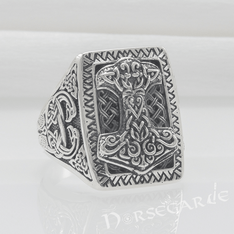 Handcrafted Mjölnir Signet Ring - Sterling Silver