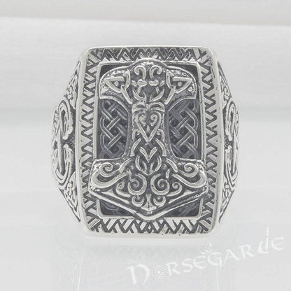 Handcrafted Mjölnir Signet Ring - Sterling Silver