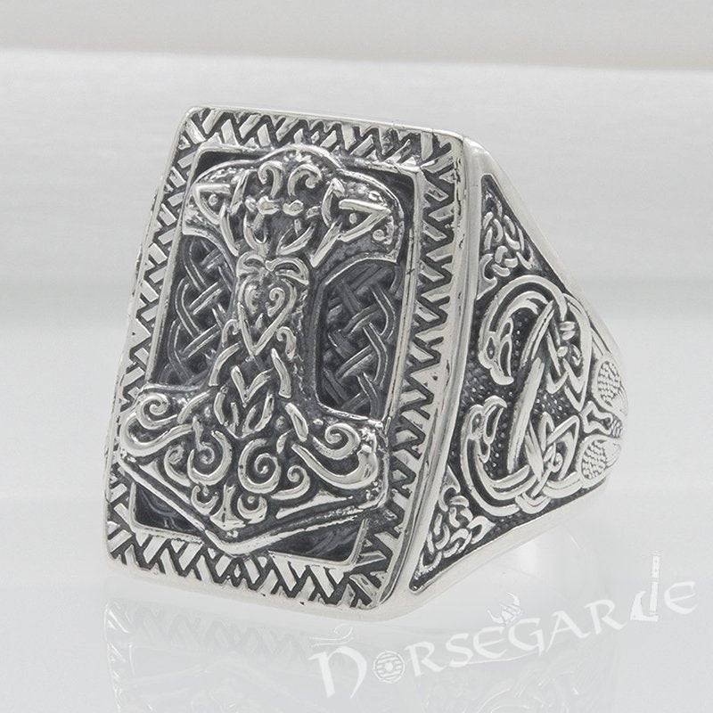 Handcrafted Mjölnir Signet Ring - Sterling Silver
