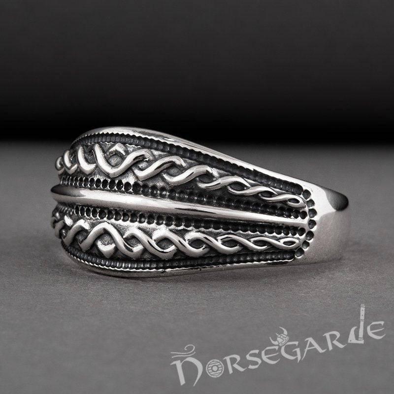 Handcrafted Norse Decoration Pattern Ring - Sterling Silver
