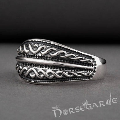 Handcrafted Norse Decoration Pattern Ring - Sterling Silver