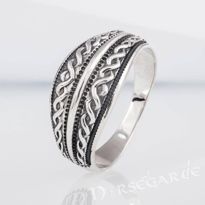 Handcrafted Norse Decoration Pattern Ring - Sterling Silver