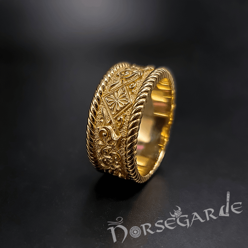 Handcrafted Norse Floral Ornament Band - Gold