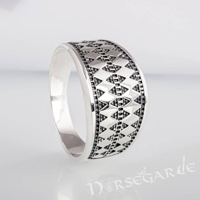 Handcrafted Norse Money Pattern Ring - Sterling Silver