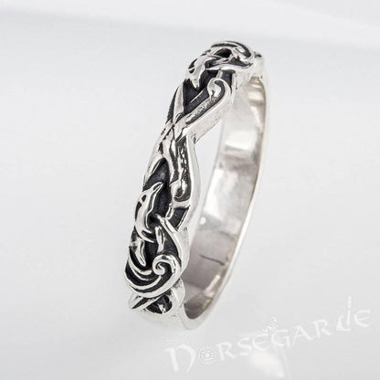 Handcrafted Norse Ornamental Light Band - Sterling Silver