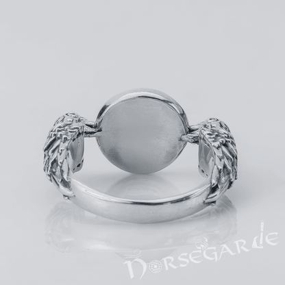 Handcrafted Odin Ravens and Valknut Ring - Sterling Silver