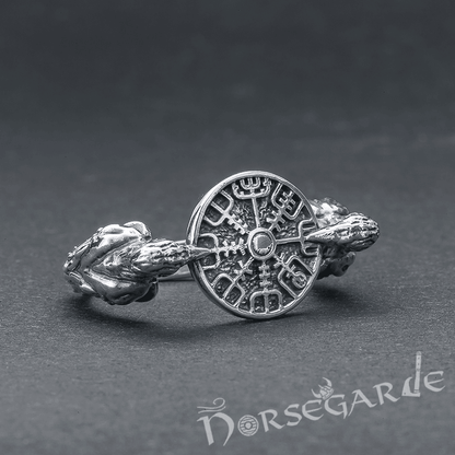 Handcrafted Odin Ravens and Vegvisir Ring - Sterling Silver