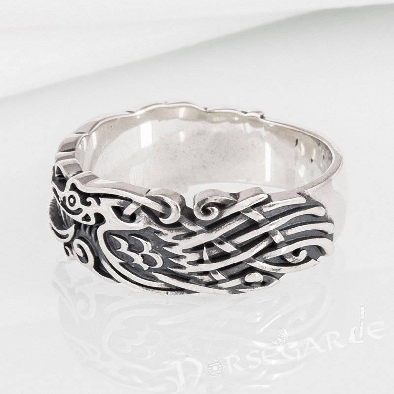 Handcrafted Odin's Ravens Band - Sterling Silver