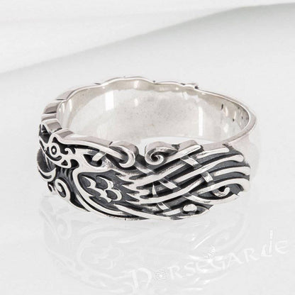 Handcrafted Odin's Ravens Band - Sterling Silver