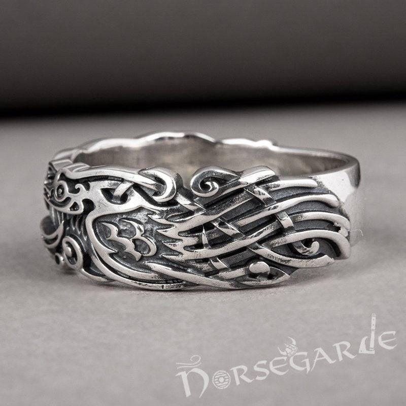 Handcrafted Odin's Ravens Band - Sterling Silver
