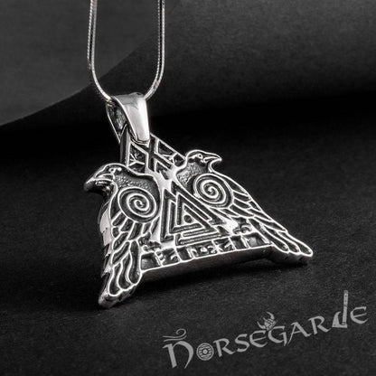 Handcrafted Odin's Ravens Pendant - Sterling Silver