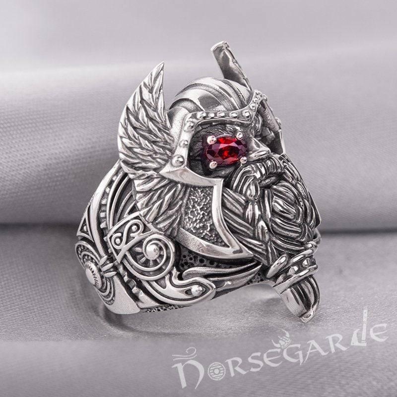 Handcrafted One-Eyed Odin Ring - Sterling Silver