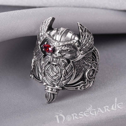 Handcrafted One-Eyed Odin Ring - Sterling Silver