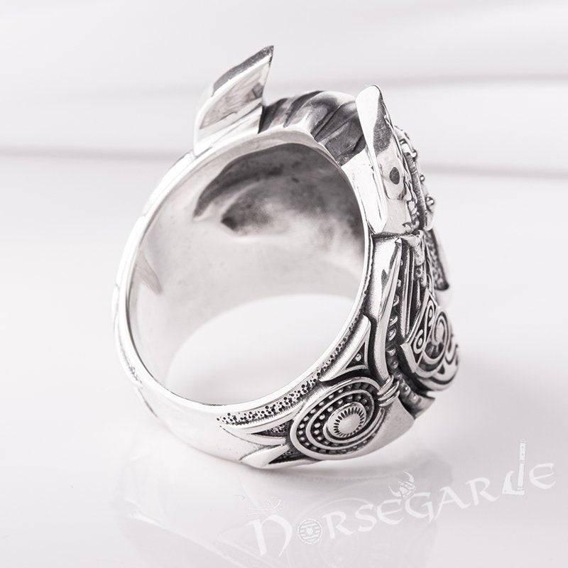 Handcrafted One-Eyed Odin Ring - Sterling Silver