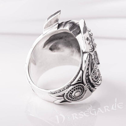 Handcrafted One-Eyed Odin Ring - Sterling Silver