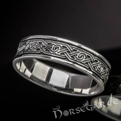 Handcrafted Ornamental Borre Art Band - Sterling Silver