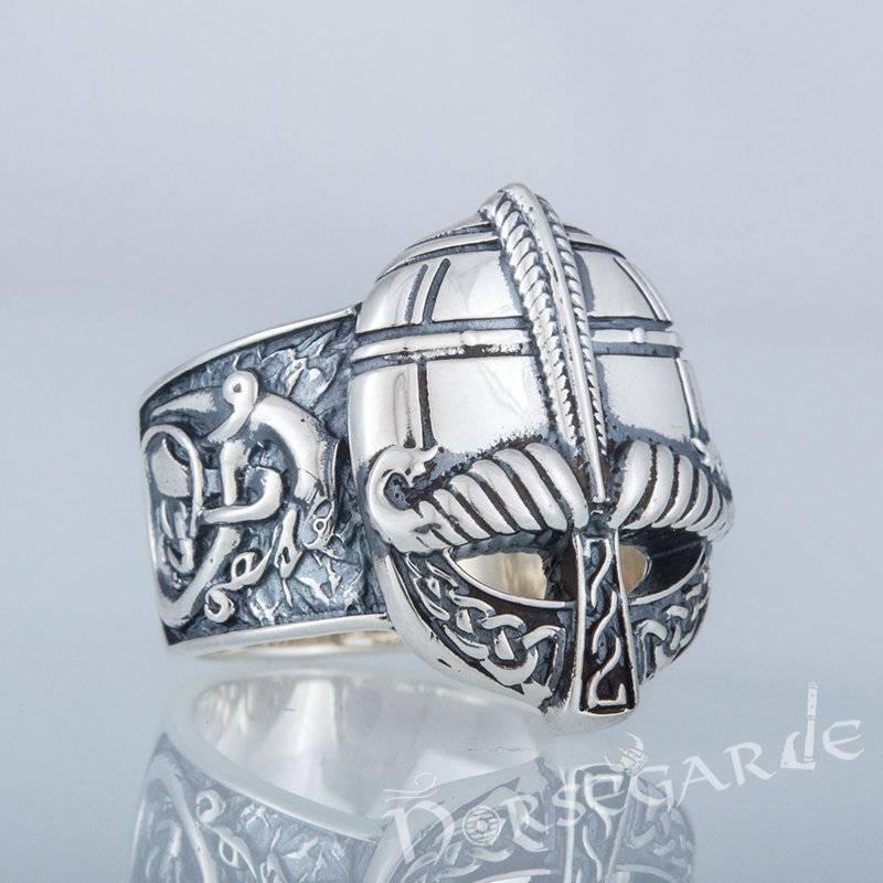 Handcrafted Ornamental Helm Ring - Sterling Silver