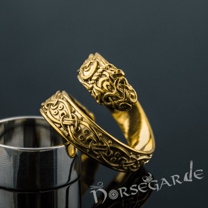Handcrafted Ornamental Jormungandr Band - Gold