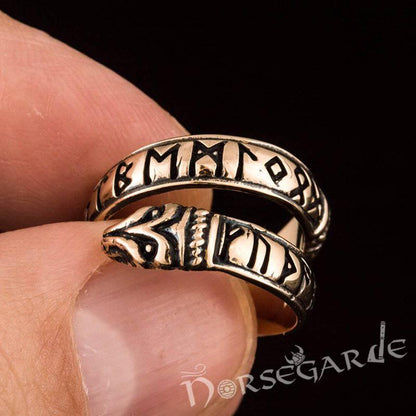 Handcrafted Ouroboros Runic Band - Bronze