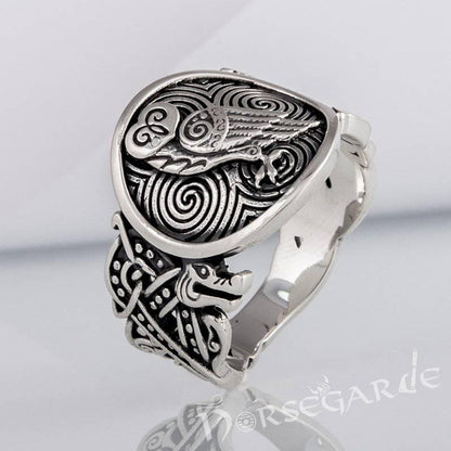 Handcrafted Owl Jellinge Style Ring - Sterling Silver