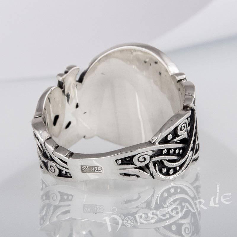 Handcrafted Owl Jellinge Style Ring - Sterling Silver