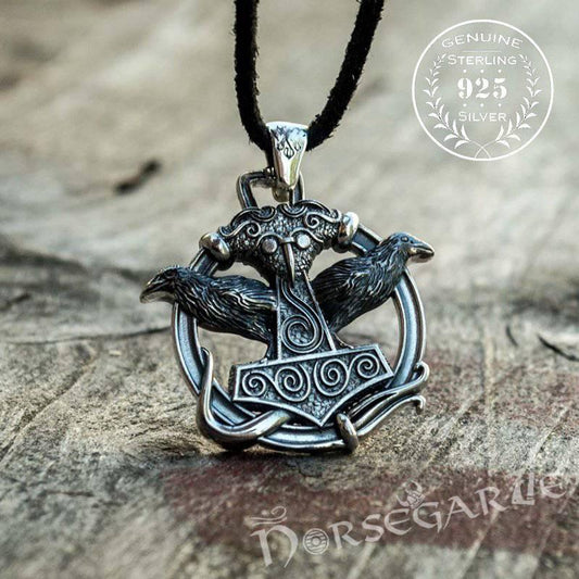 Handcrafted Perched Ravens Scania Mjölnir - Sterling Silver
