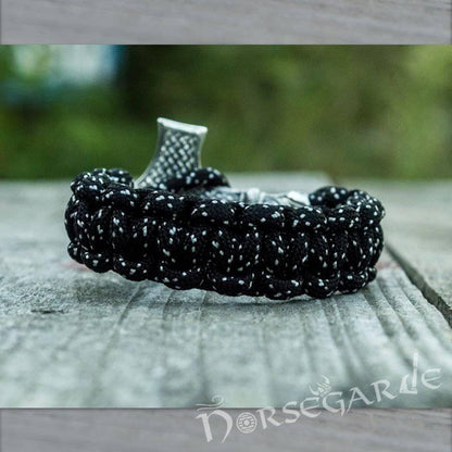 Handcrafted Polka Paracord Bracelet with Large Mjölnir - Sterling Silver