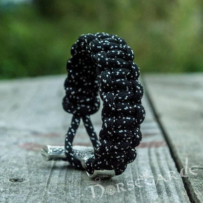 Handcrafted Polka Paracord Bracelet with Large Mjölnir - Sterling Silver