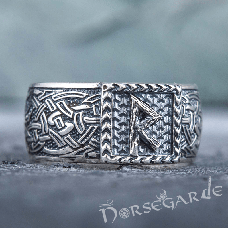 Handcrafted Raido Rune Borre Ornament Band - Sterling Silver