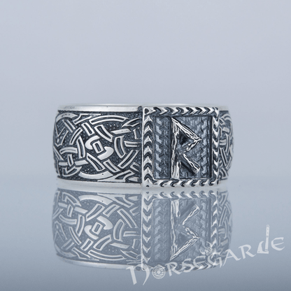 Handcrafted Raido Rune Borre Ornament Band - Sterling Silver
