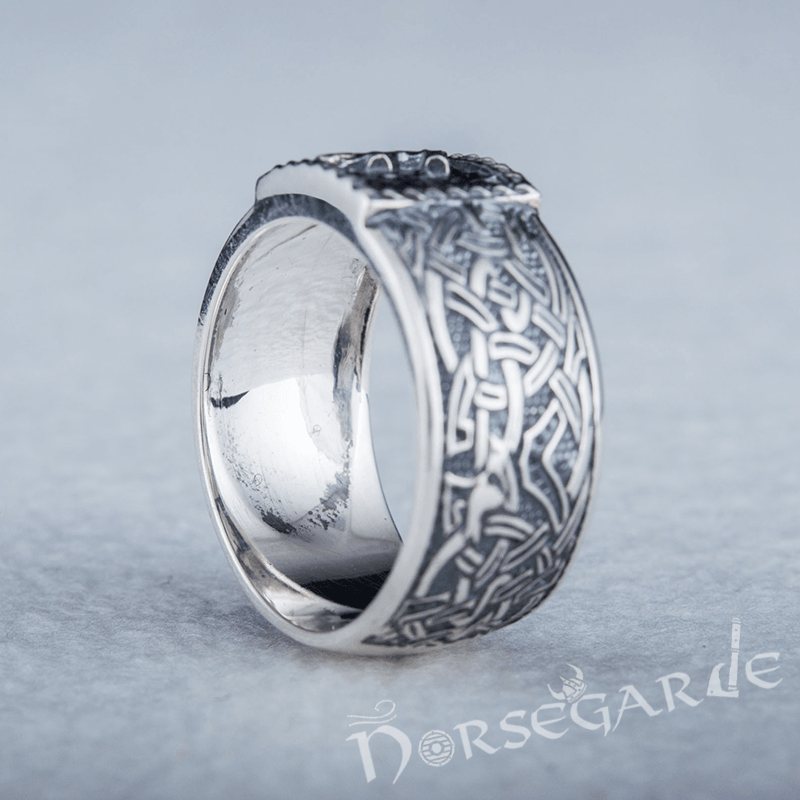 Handcrafted Raido Rune Borre Ornament Band - Sterling Silver