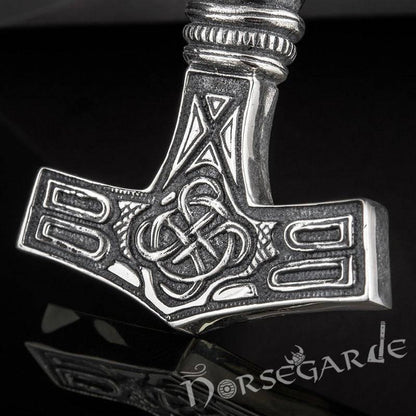 Handcrafted Raven Head Mjölnir - Sterling Silver